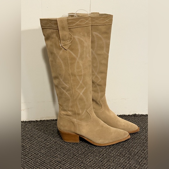 Steve Madden Beige Suede Heeled Boots - Picture 3 of 8